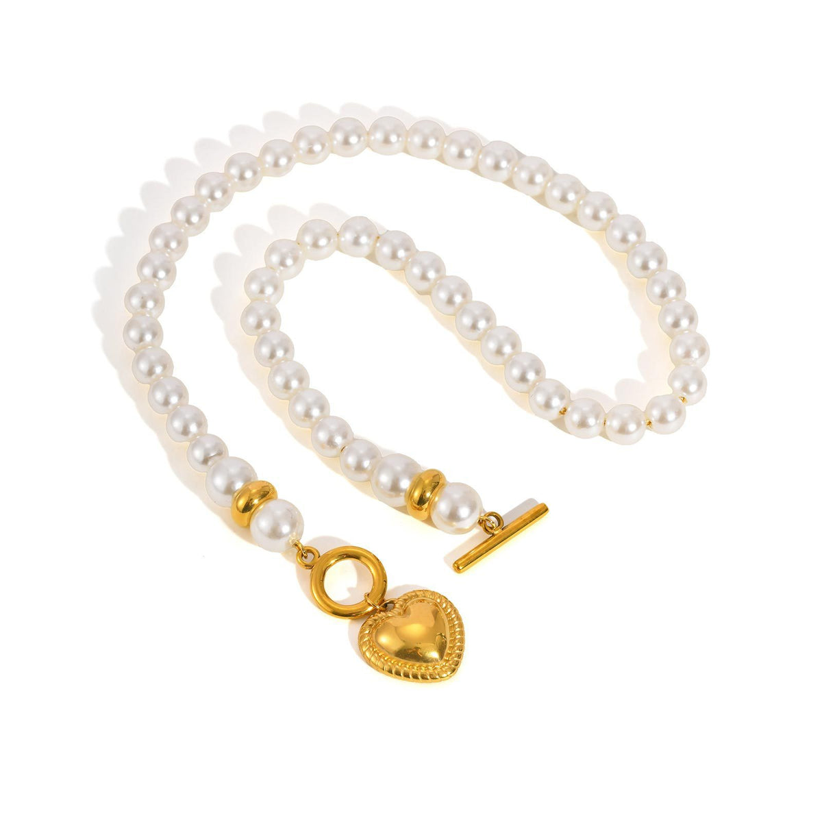 Stainless Steel Pearl Heart Necklace