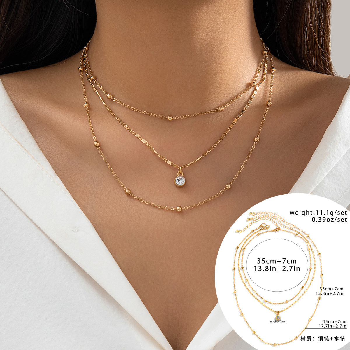 European and American Cross-border Classic Rhinestone Pendant Necklace with Imitation Pearls and Tassels