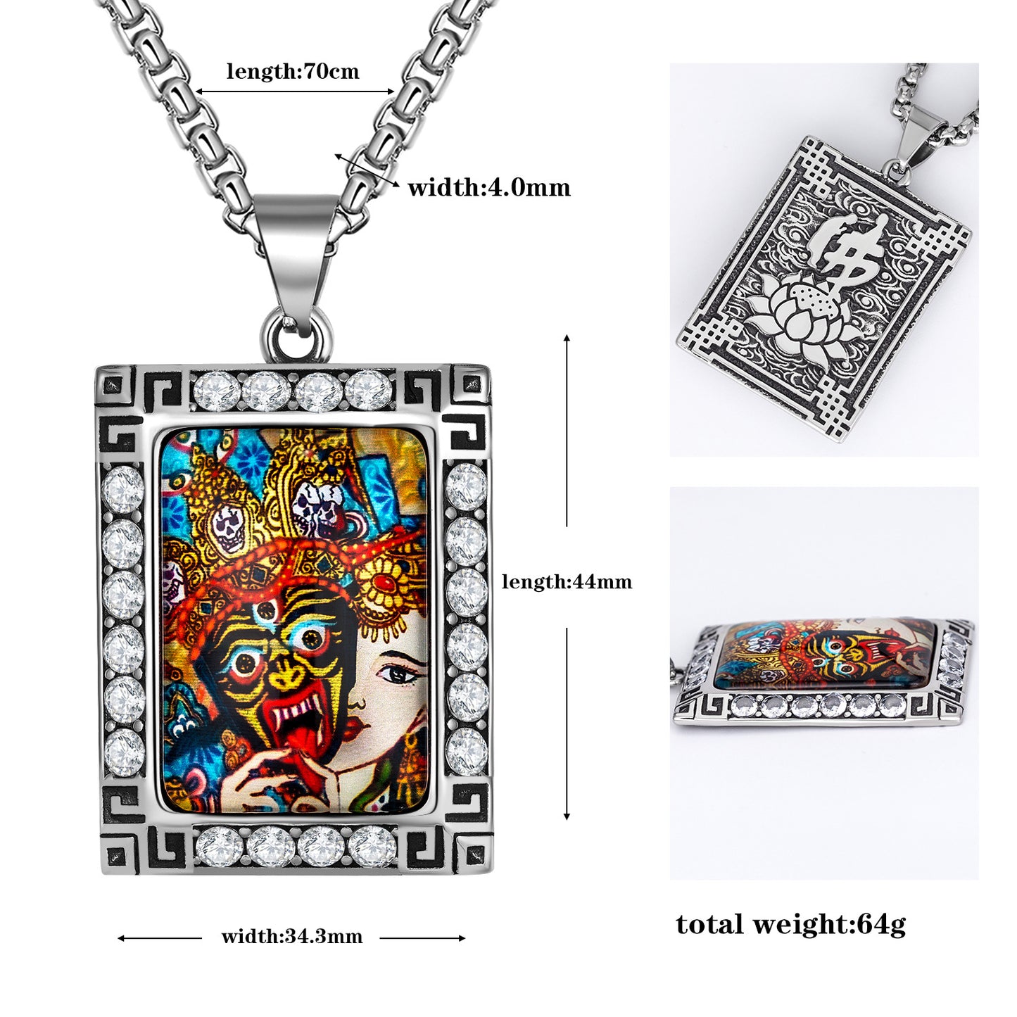 Zircon Necklace - Elegant Thangka Inspired Ethnic Nepal Temple Jewelry By Planderful