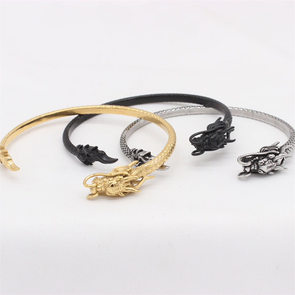Retro Dragon Titanium Steel Bracelet Unisex For Men And Women Durable Statement Planderful