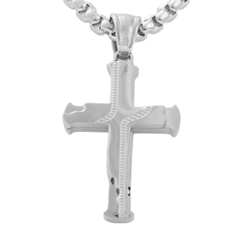 Trendy Personalized Retro Titanium Steel Cross Pendant Necklace for Men