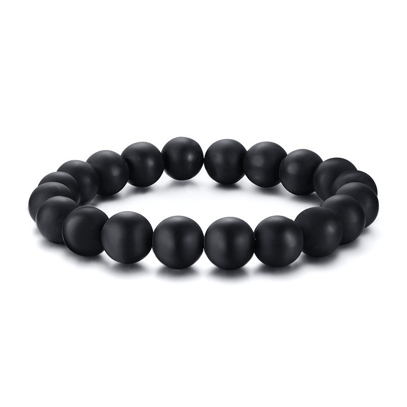 New Arrivals Black Agate Stone Men's Bracelet Wholesale
