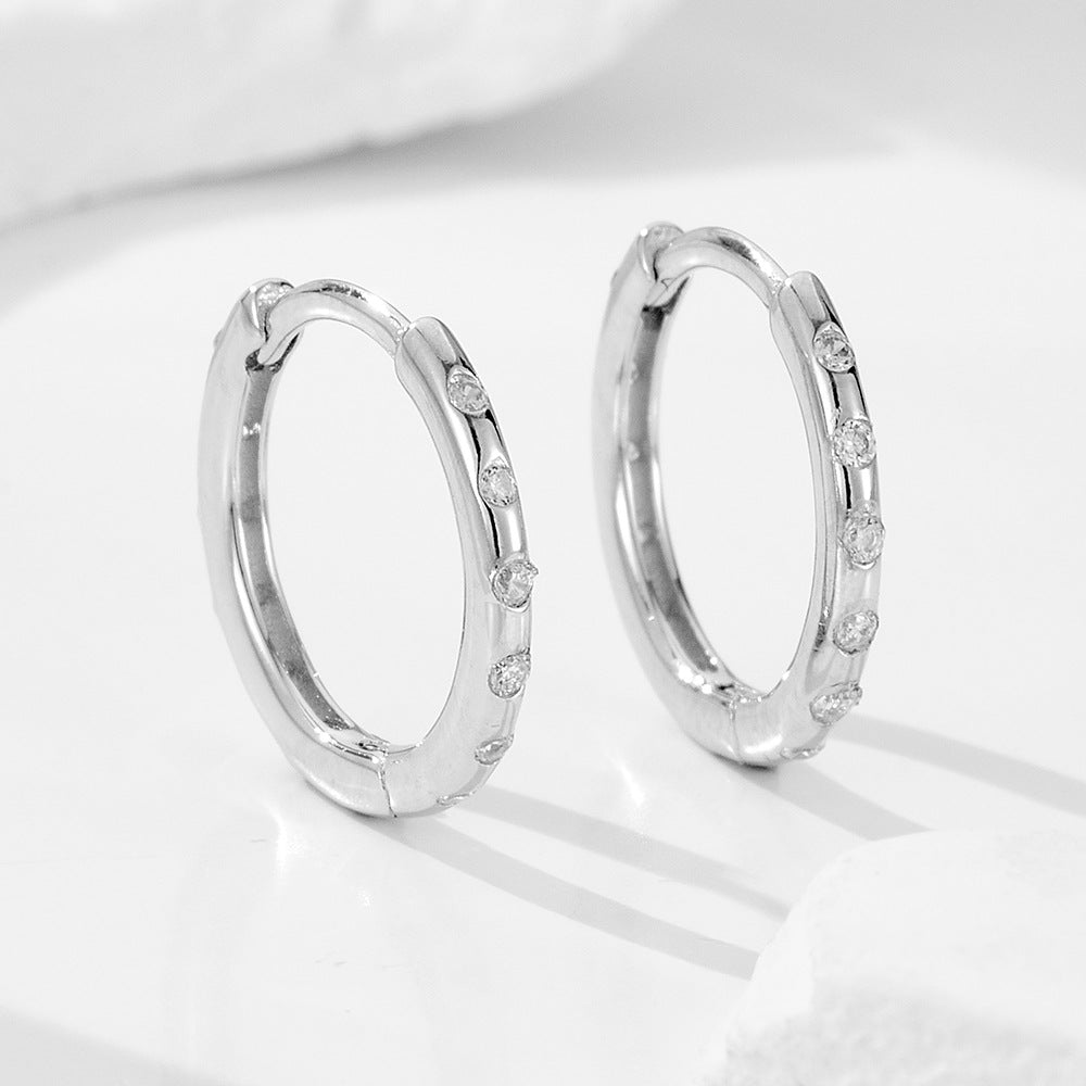 S925 Sterling Silver Zircon Earrings, Ear Buckles,, And Geometric Circle Earrings.