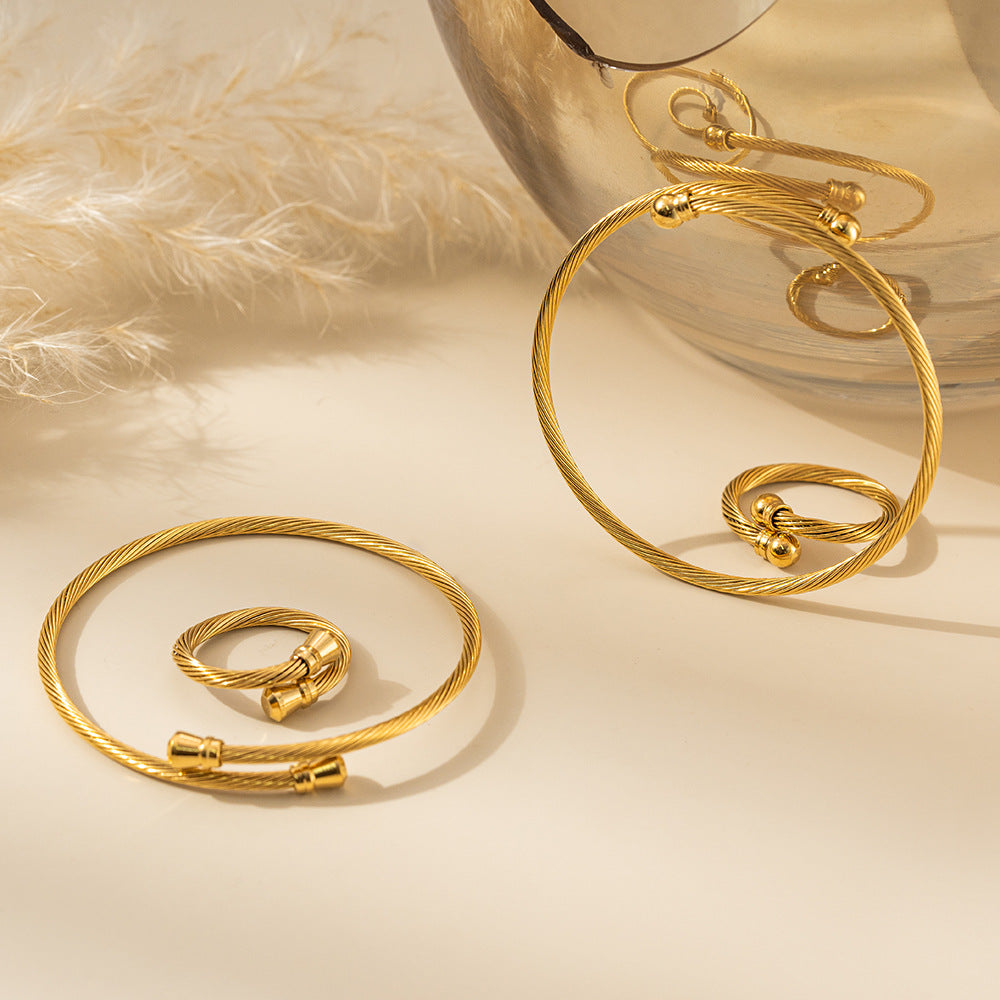 Planderful Stainless Steel Wire Rope Bracelet Personalized Twist Gold Plated Non Fading For Women Gift