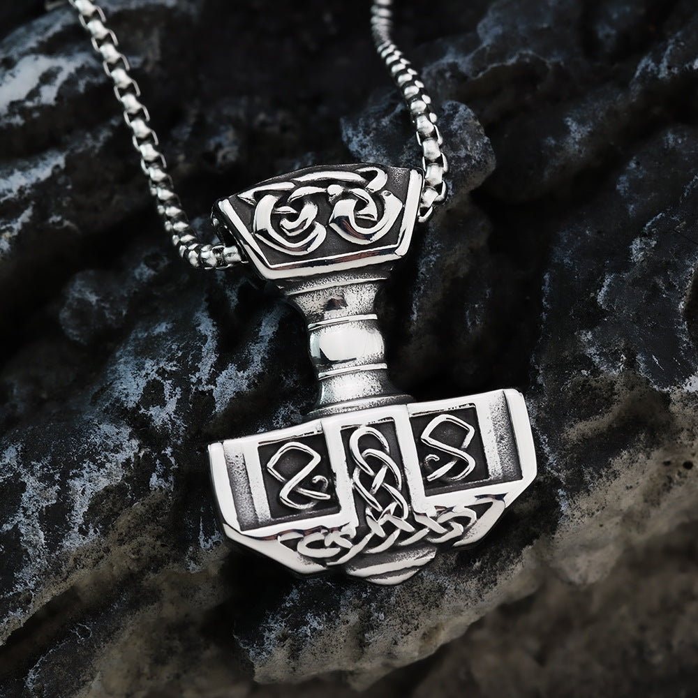 Nordic Retro Stainless Steel Men's Pendant Thor's Hammer Necklace