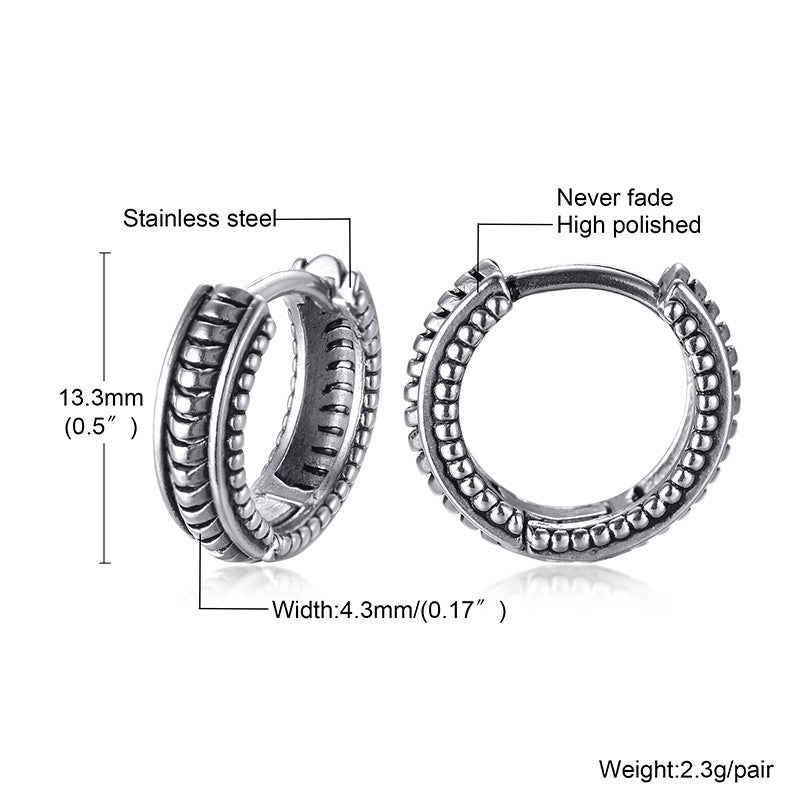 Vintage Textured Single Hoop Earring — Four Designs