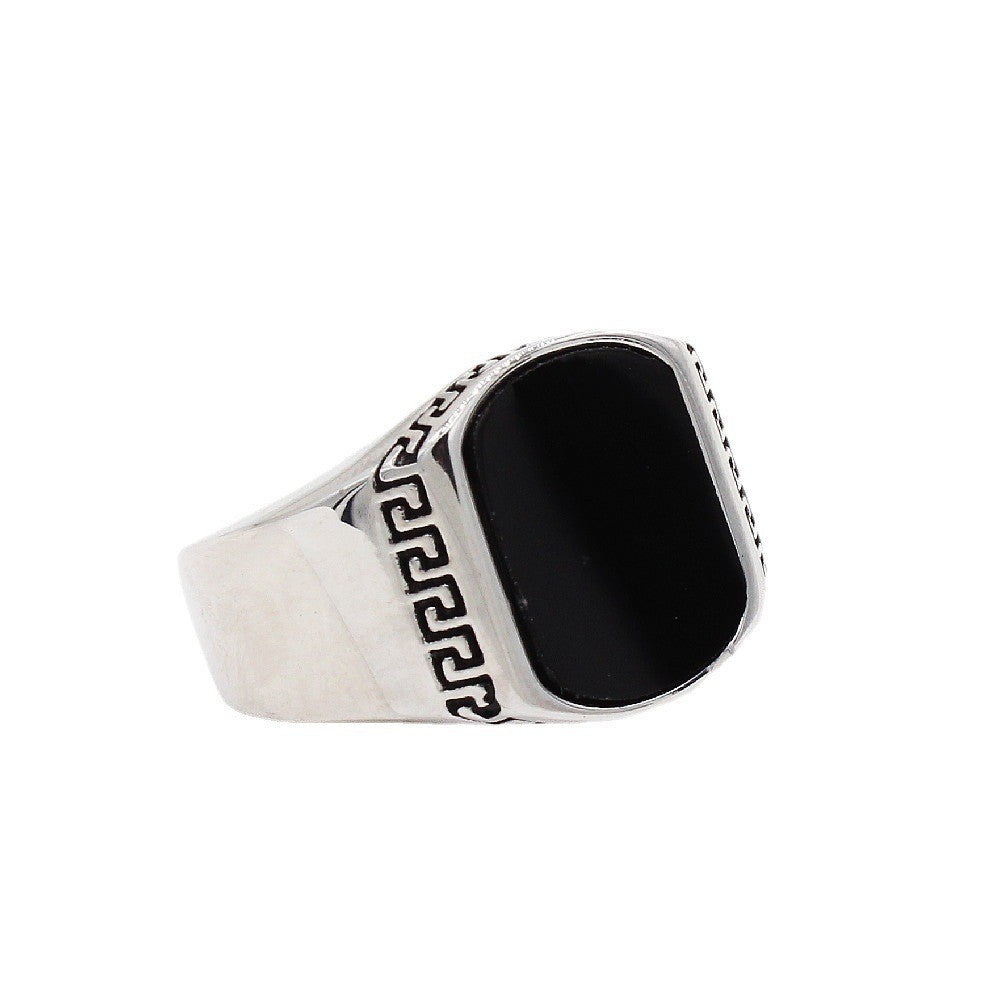 Planderful Titanium Steel Ring For Men And Unisex Turquoise Retro Statement Durable Fashion Accessory