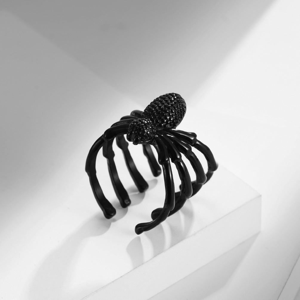 Poisonous Spider Stainless Steel Ring – Stainless Steel Black Spider Opening Adjustable