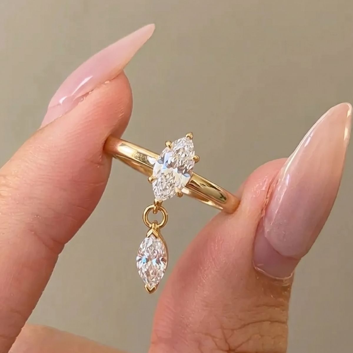 Planderful Stainless Steel Zircon Rhombus Fringed Statement Ring For Fashion Forward Women