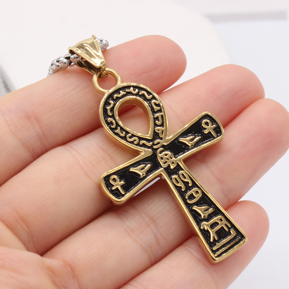 Planderful Anubis Cross Pendant Retro Titanium Steel For Men And Women Protection Symbol Everyday Genie