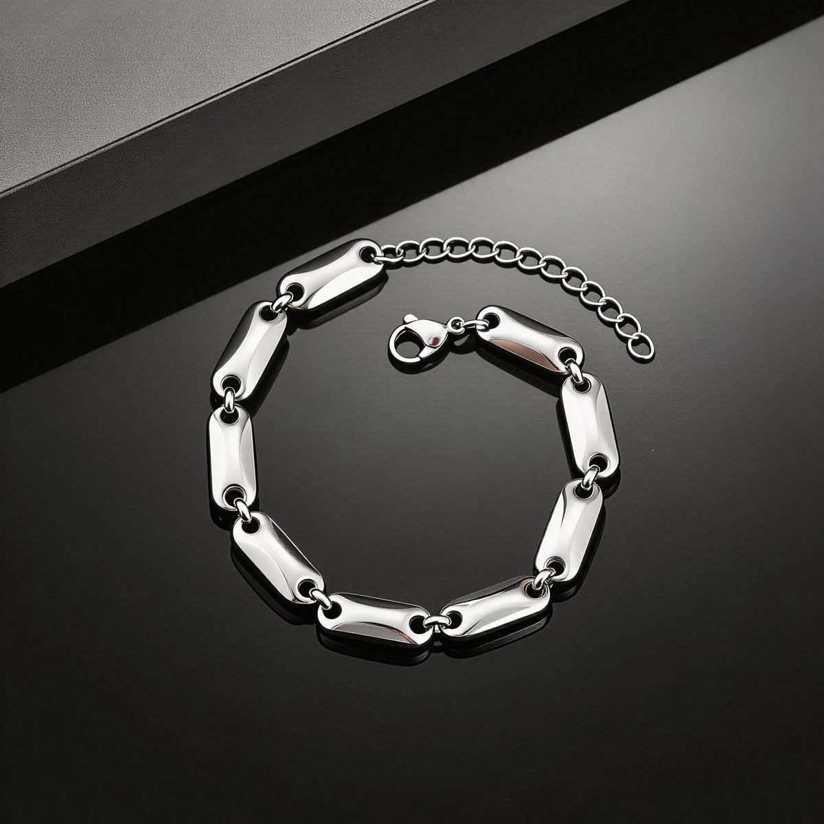 Trendy Hip Hop Oval Stainless Steel Bracelet for Men