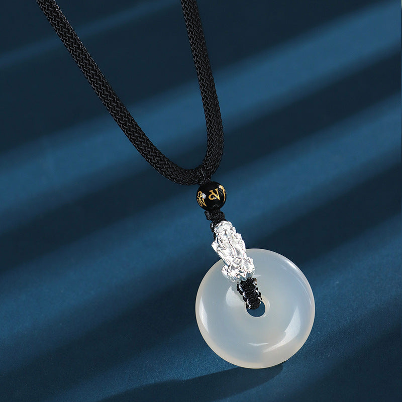 999 Silver Pixiu Peace Buckle Pendant Necklace