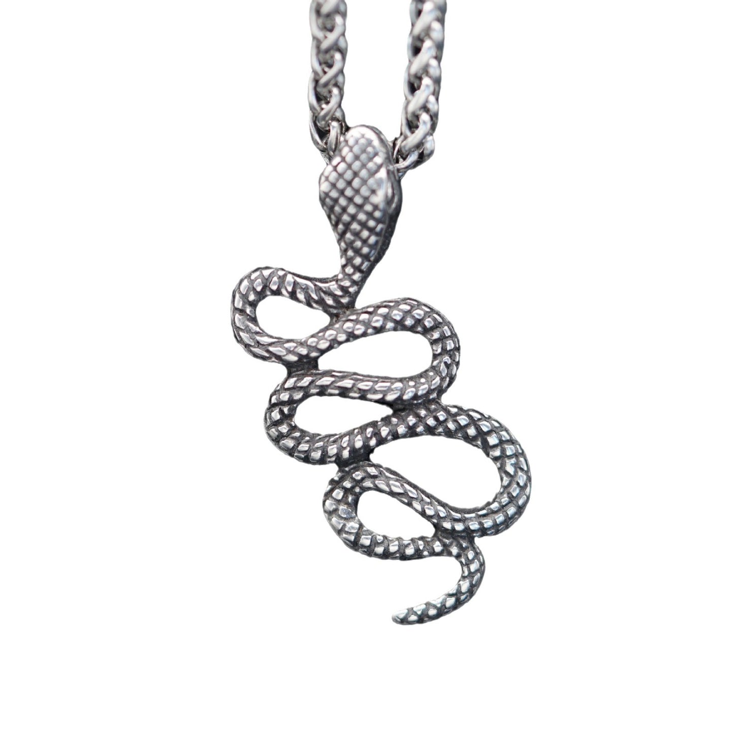 Steel Necklace - Vintage Snake Pendant