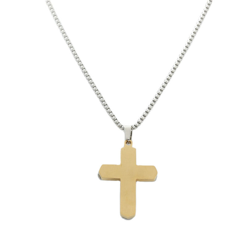 Men's Personalized Retro Titanium Steel Cross Pendant Necklace - Trendy Stainless Steel Design
