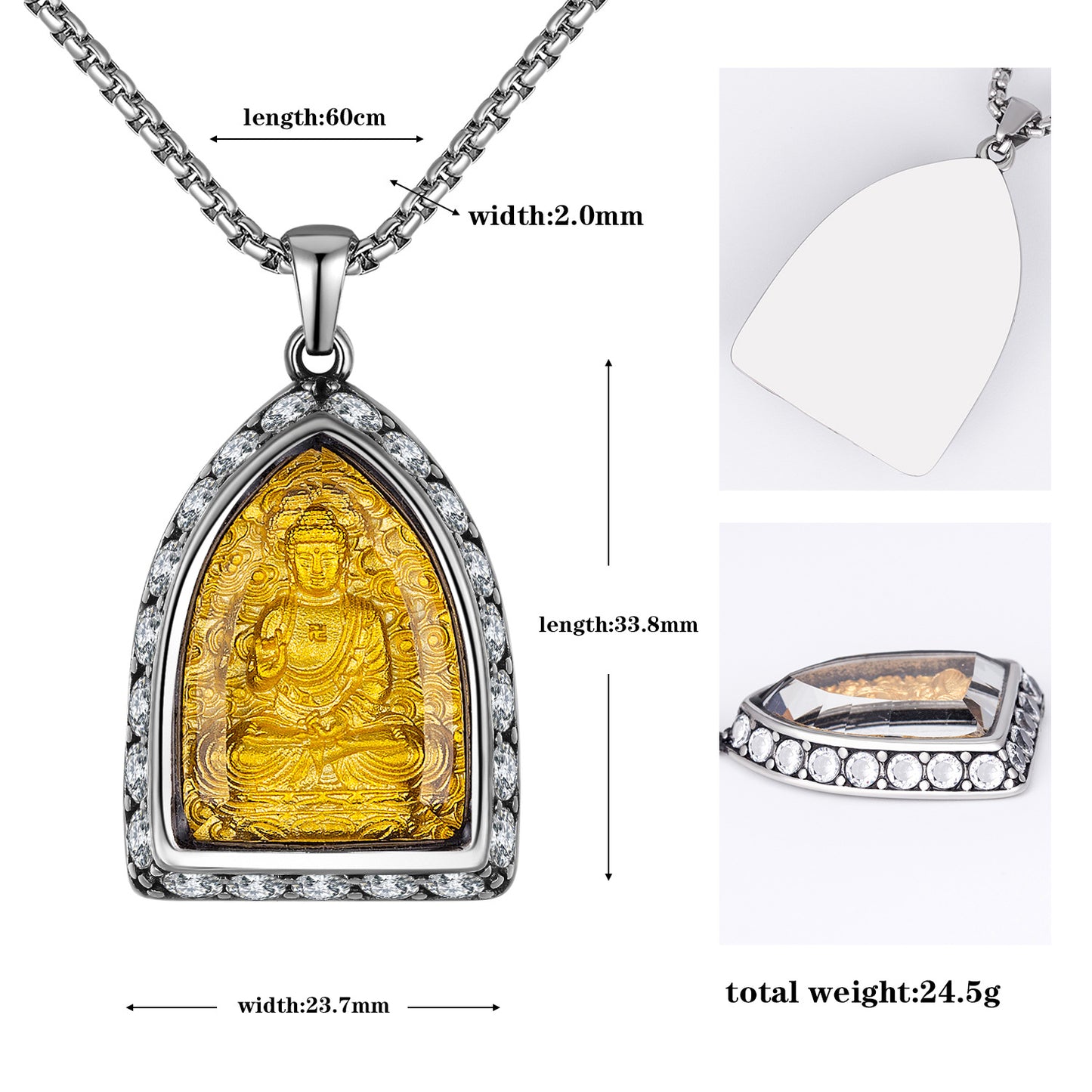 Zircon Necklace – Elegant Chinese Ethnic Buddha Zodiac Pendant For Women Everyday Genie Collection