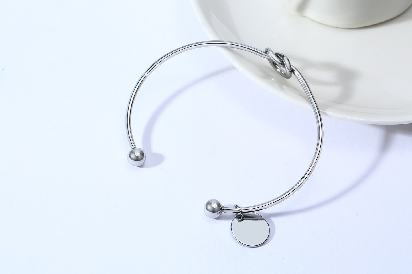 Stainless Steel Knotted Open Bracelet for Women Jewelry