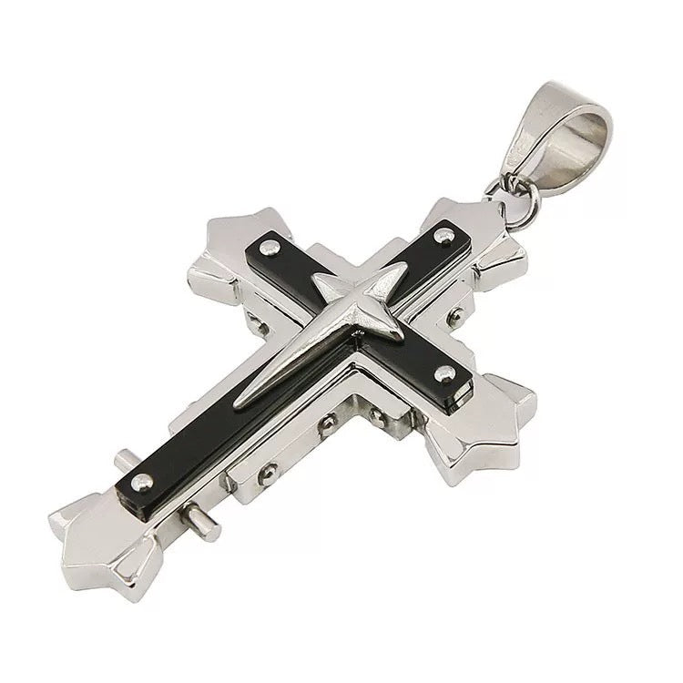 1. Planderful Stainless Steel Men's Cross Pendant Necklace Dark Knight Edition For Modern Style And Giftable Luxury