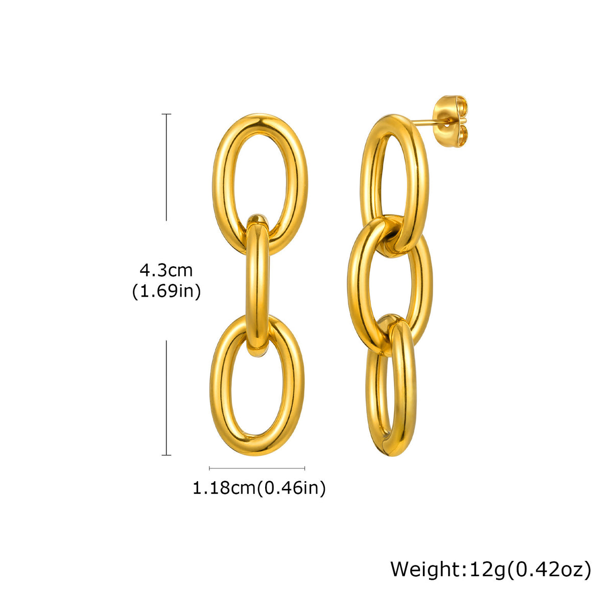 Two-Tone Triple Oval-Link Drop Earrings