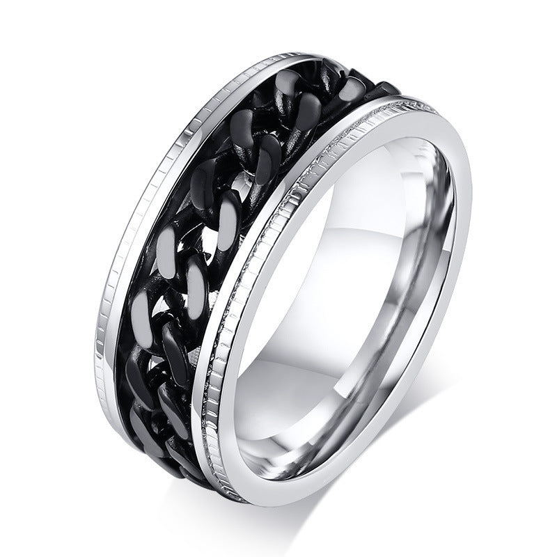 Titanium Steel Open Bottle Ring Rotating Ring for Men