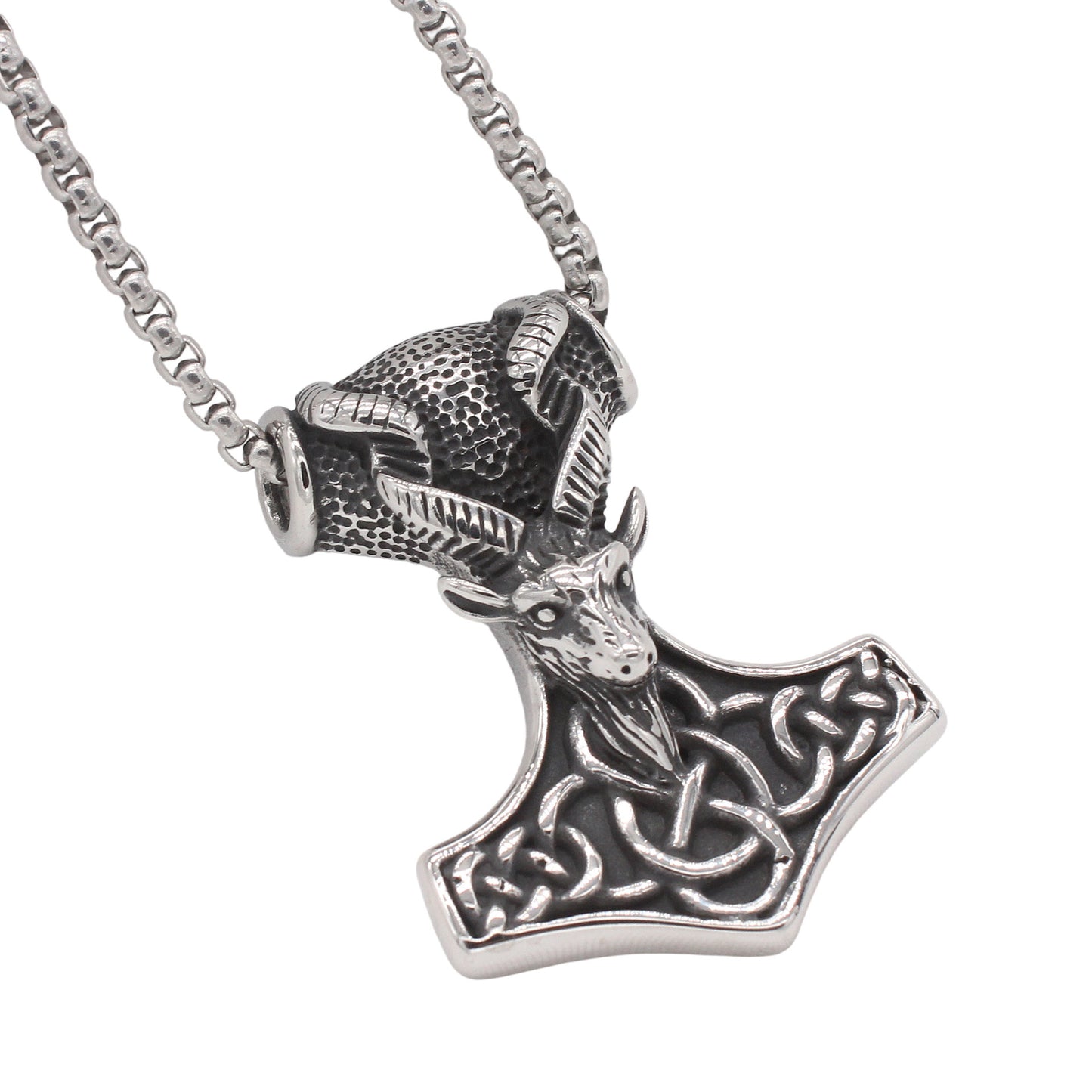 Planderful Jewelry Men's Titanium Steel Pendant Featuring Retro Viking Ram Design For Modern Style
