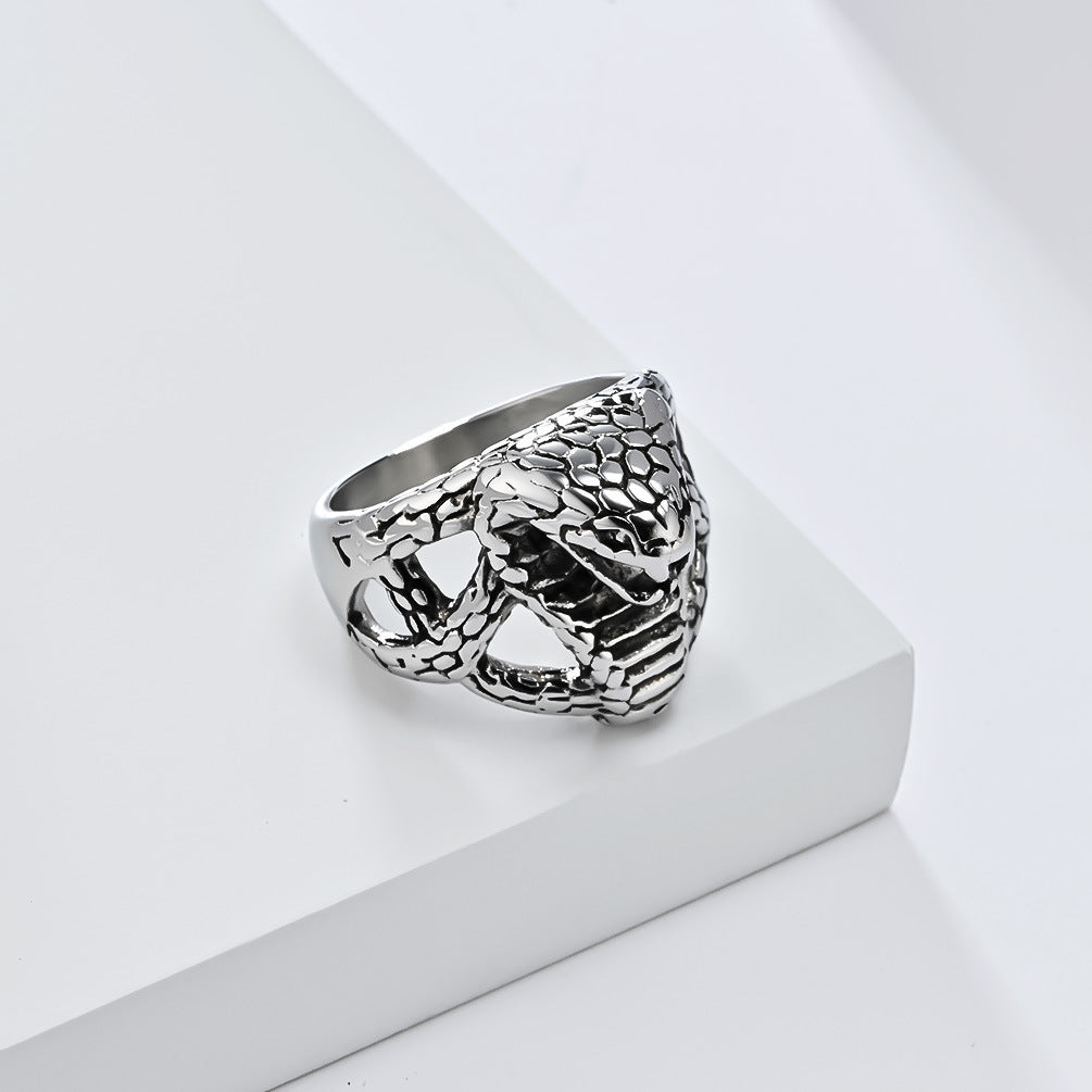 Planderful Titanium Steel Cobra Ring For Men Bold Hip Hop Style Hand Jewelry Vintage Vibe