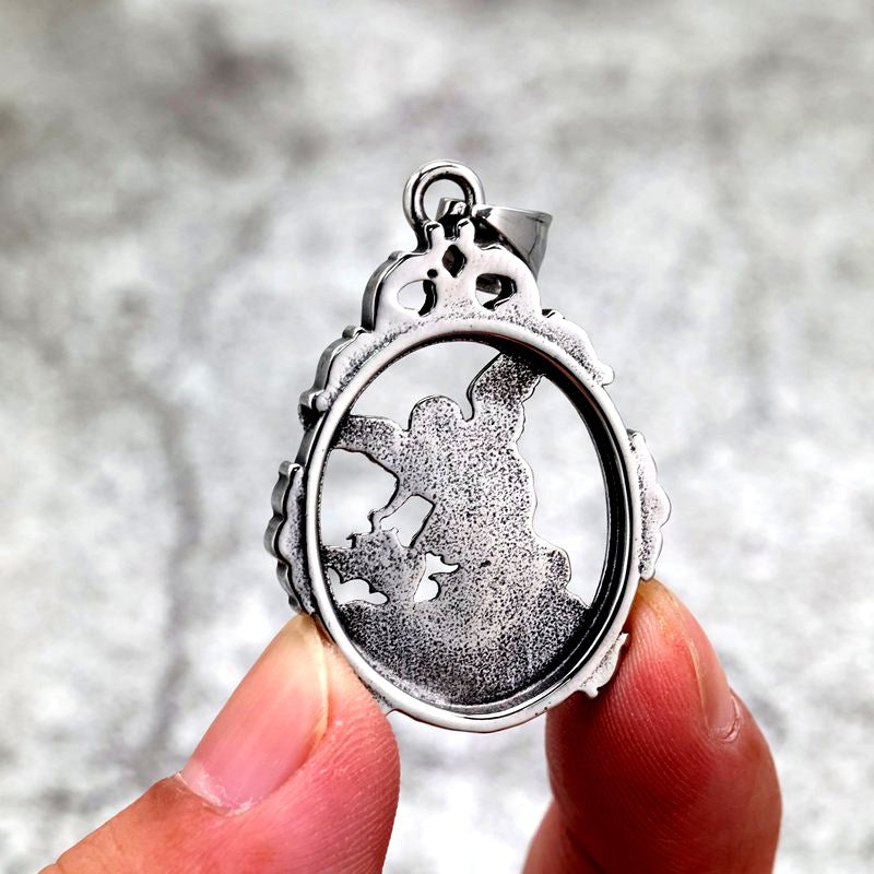 Planderful Shop Vintage Stainless Steel Angel Necklace With Order Of St Michael Pendant For Men And Women