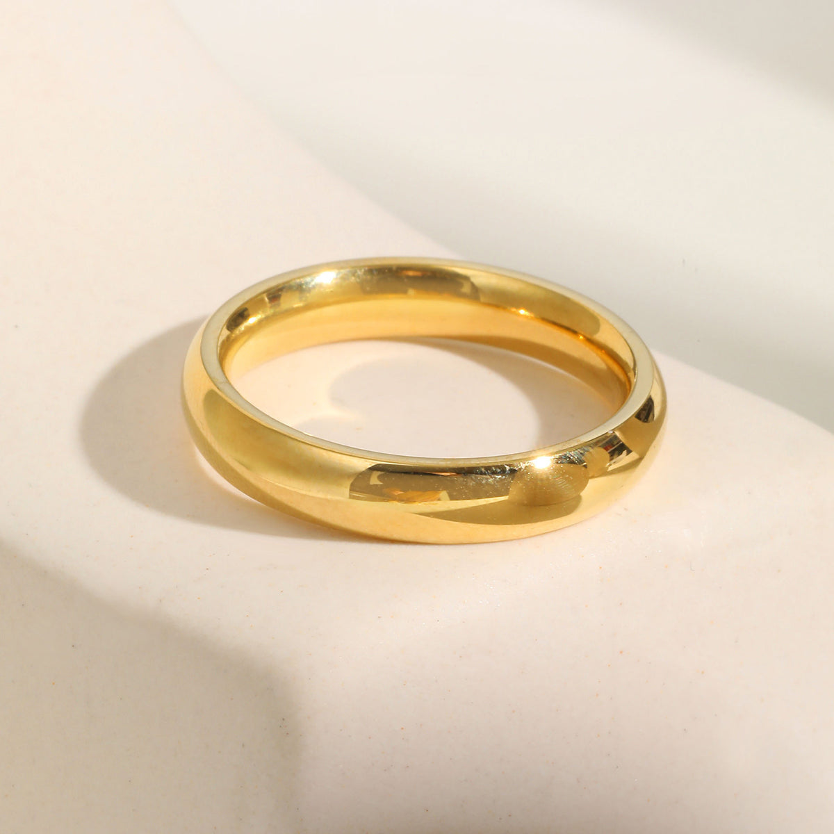Stainless Steel Plain Ring Curved Gold Ladies
