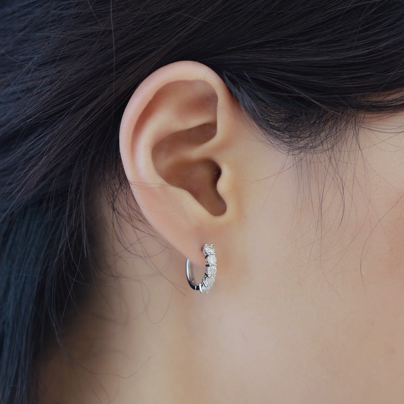 S925 Sterling Silver Moissanite Round 3 × 3 mm Stud Earrings