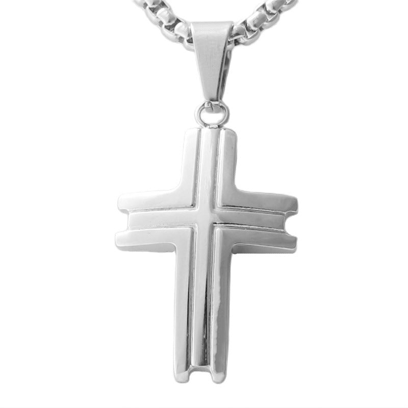 Stylish Titanium Steel Cross Pendant Necklace for Men - Personalized Retro Design