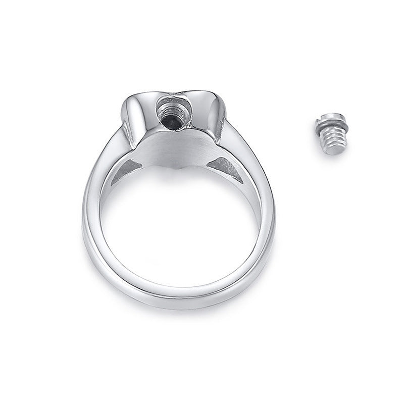 Love Titanium Steel Heart Urn Casting Ring Openable Ladies Pet Ring