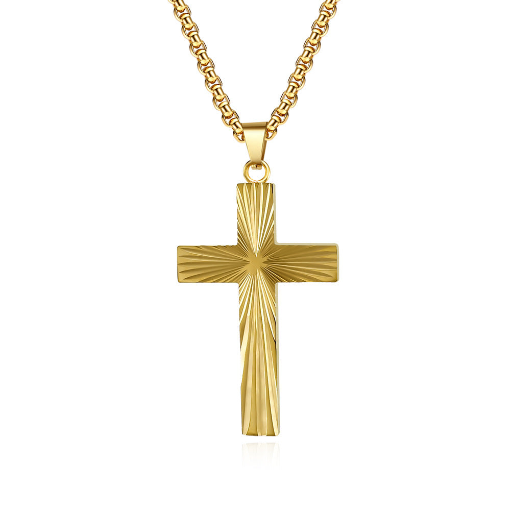 High-Gloss Titanium Steel Cross Pendant for Men