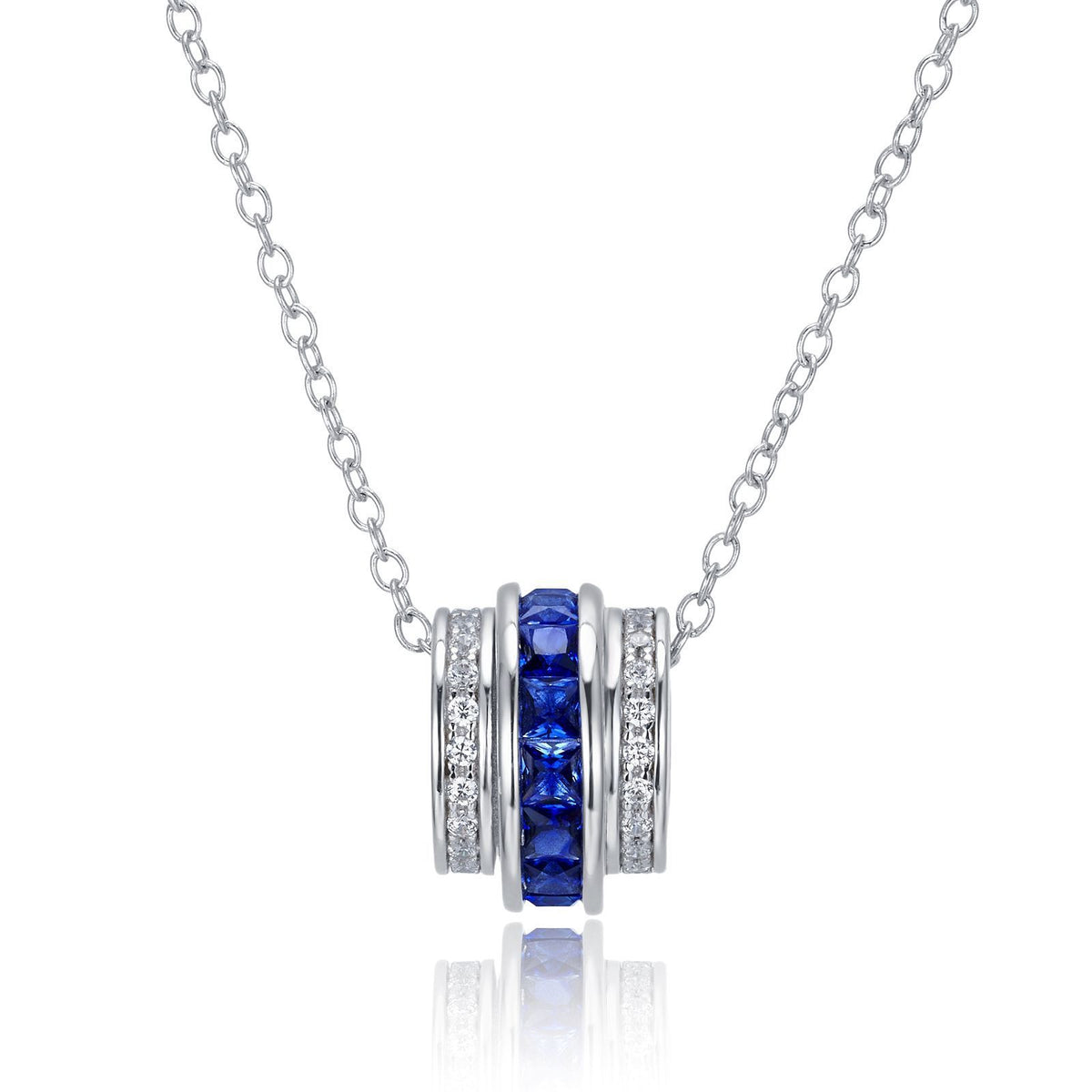 S925 Sterling Silver Lab-Grown Gemstone Pendant Necklace
