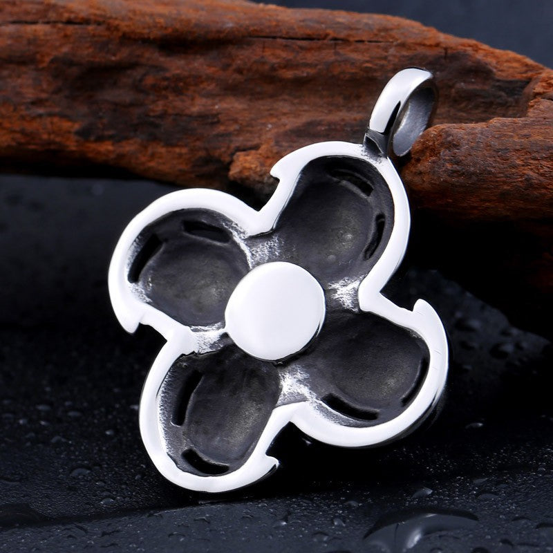 Custom European and American Style Retro Titanium Steel Wolf Pendant with Zircon Inlay for Men - Wholesale Jewelry