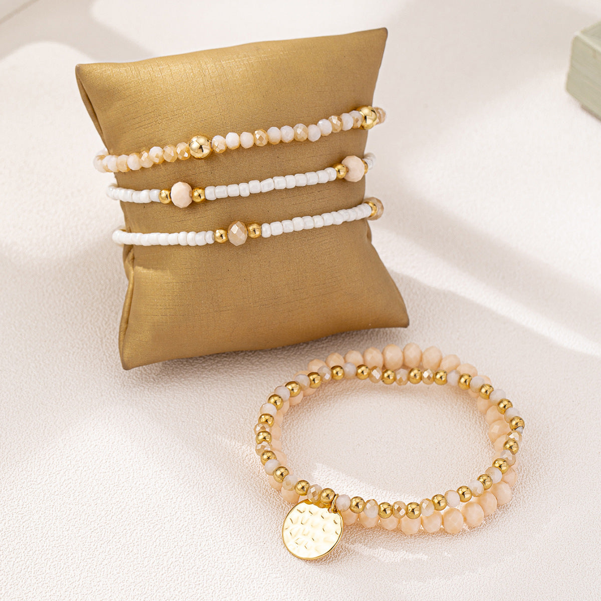 Planderful Vienna Verve 5-Piece Bohemian Bracelet Set – Stylish Woven Glass Beads