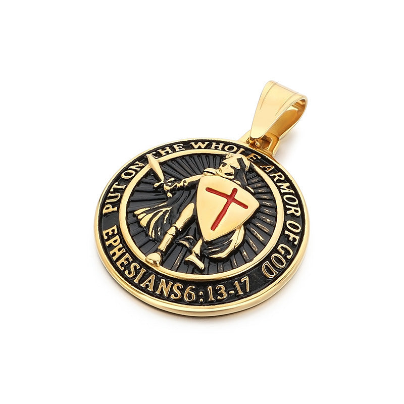 Templar Cross Shield Pendant Red For Men Titanium Planderful