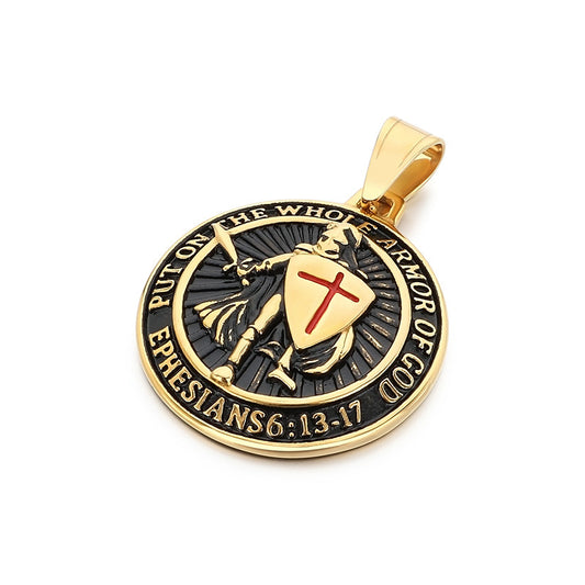 Templar Cross Shield Pendant Red For Men Titanium Planderful