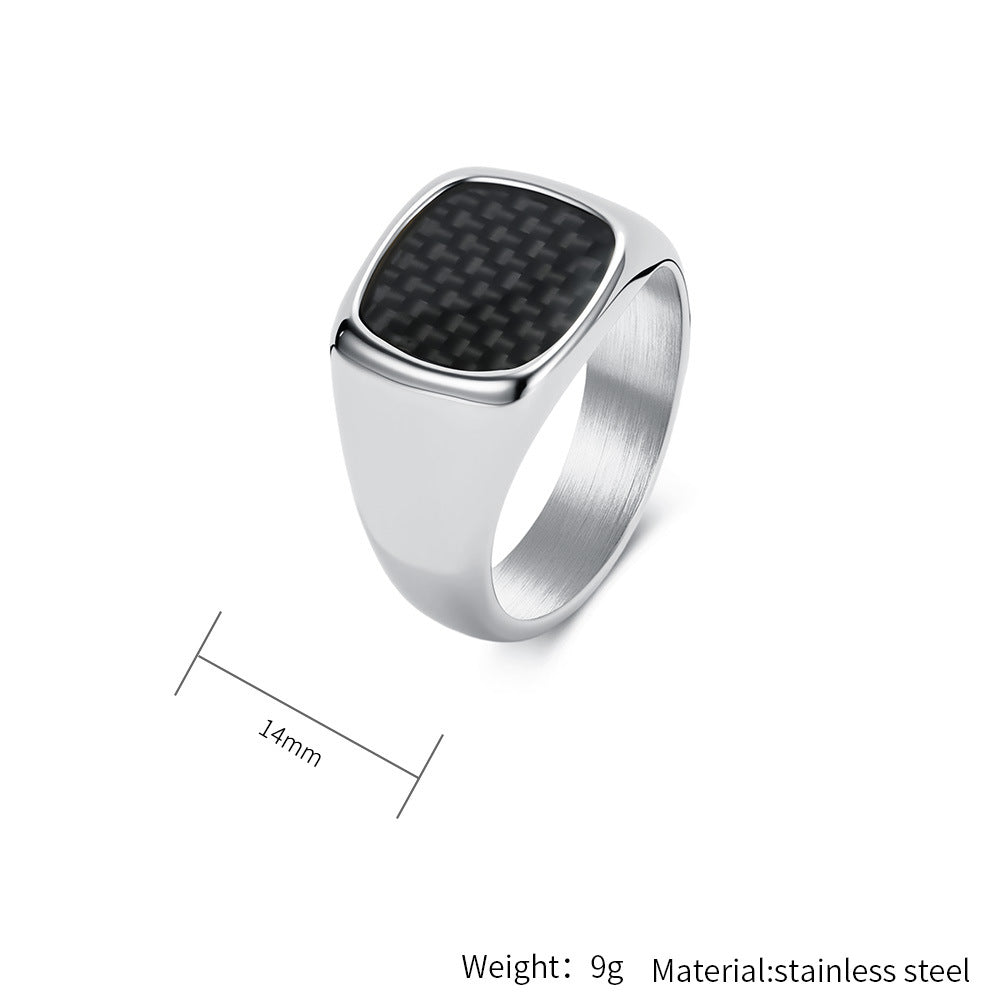 Planderful Titanium Steel Inlaid Carbon Fiber Ring For Men Unisex Everyday Genie Durable Non Fade Streetwear Statement