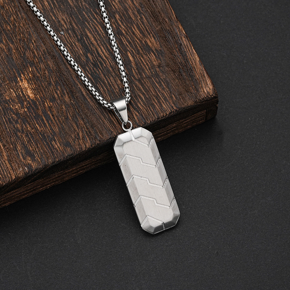 Planderful Mens Titanium Steel Necklace Minimalist Pendant For Everyday Style And Durable Masculine Accessory