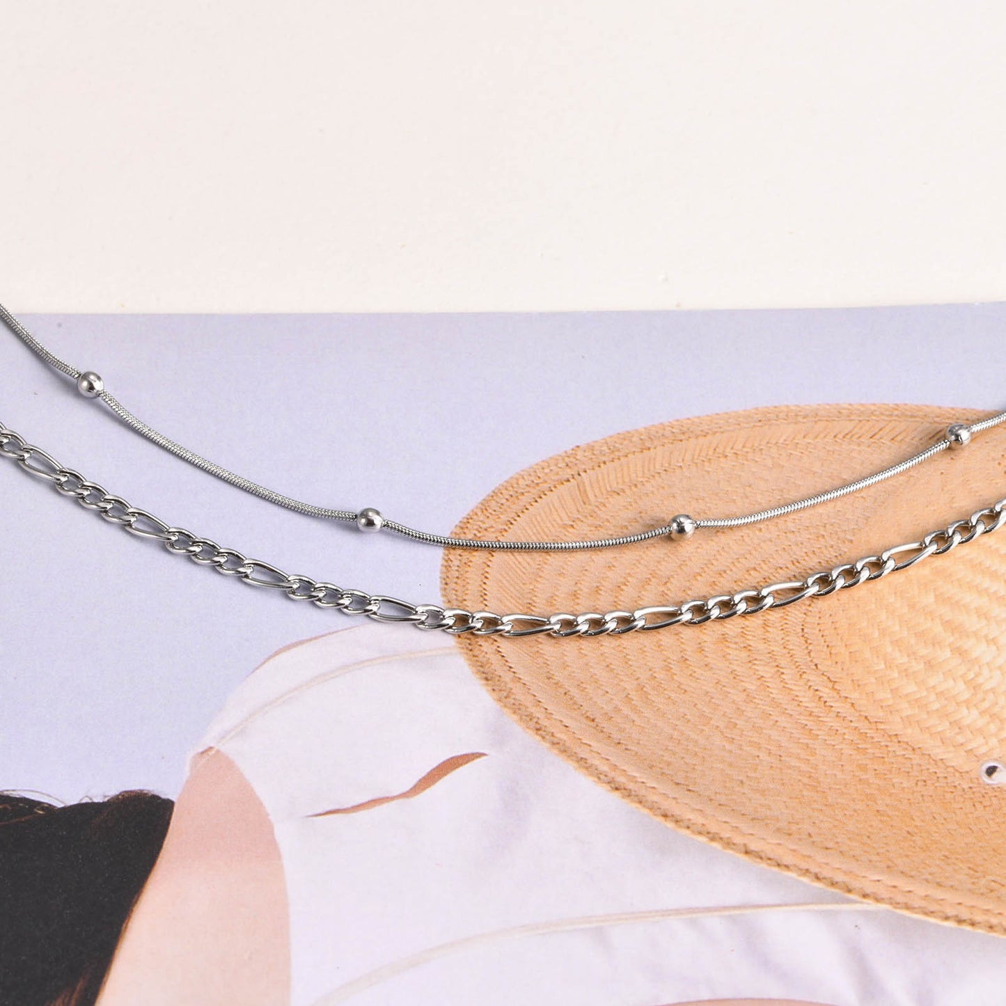 European And American Simple Double-Layer Stainless Steel Necklace