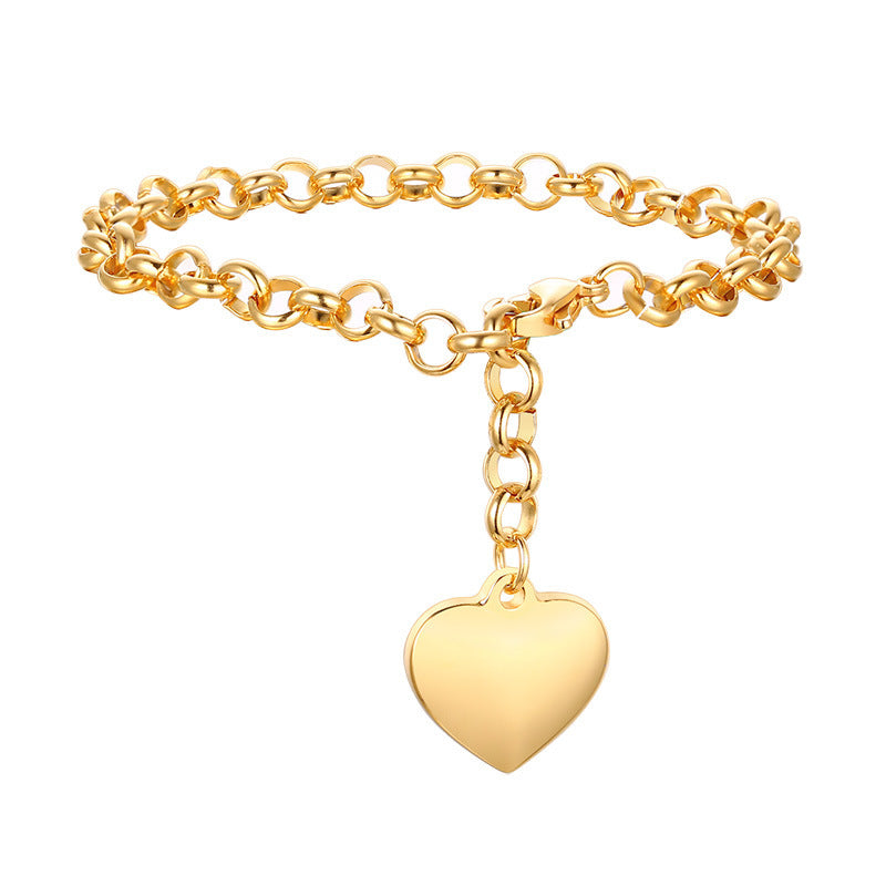 Stainless Steel Heart Accessories Bracelet Gold Steel Rose Gold
