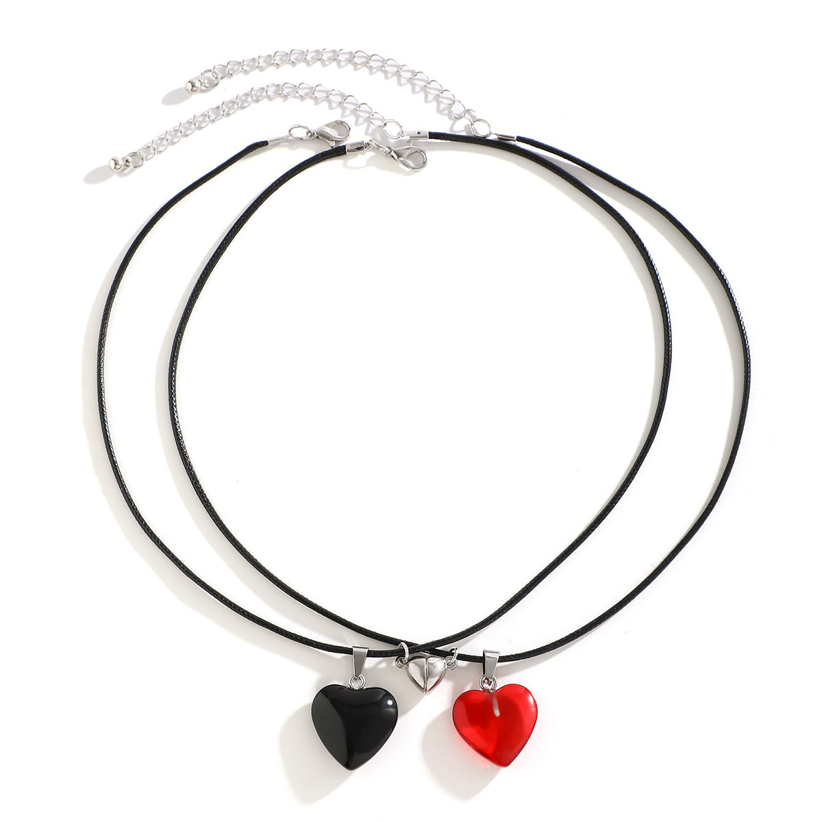 Magnetic Retro Heart Necklace Set for Lovebirds