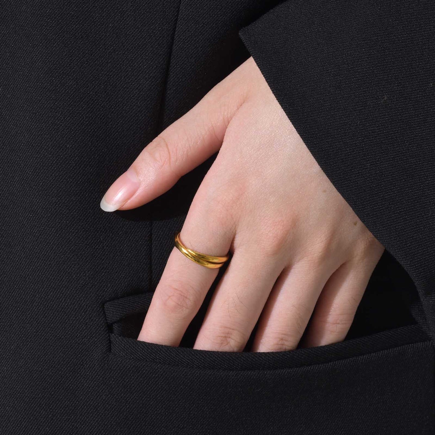 European And American Jewelry Three-In-One Plain Fashion Ring