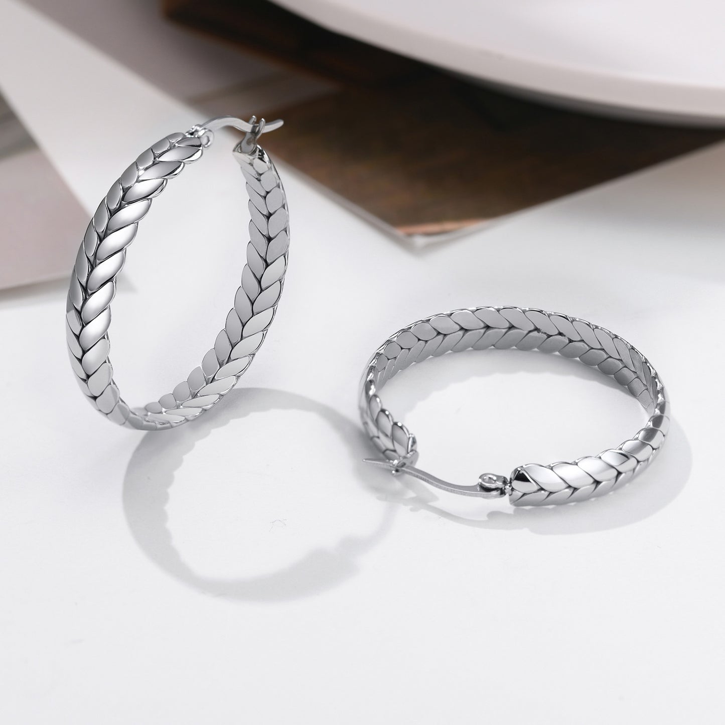 Stainless Steel Wheat Earrings Steel Color Gold Women's Fashion