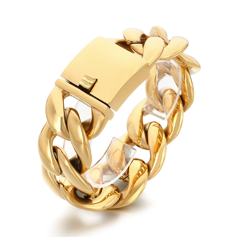 Titanium Steel – Vacuum Plating 30mm Design Cuban Chain Stainless Bracelet