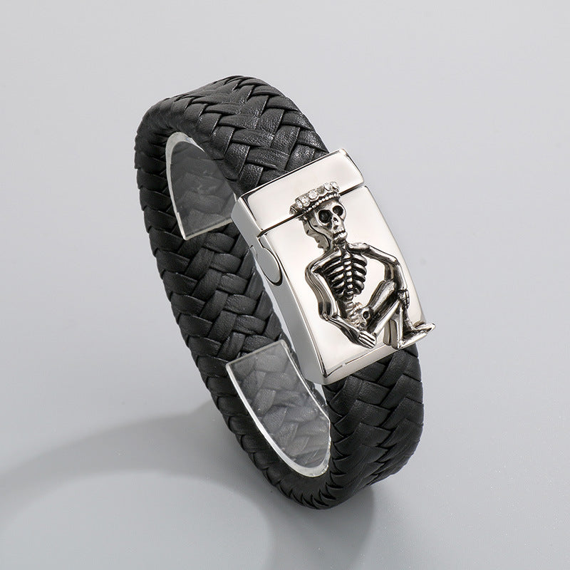 Halloween Skull – Tiger Head Faucet Stainless Steel Men's Wide Bracelet