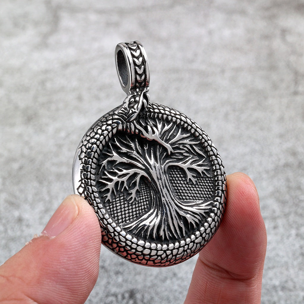 Punk Tree of Life Snake Pendant Necklace