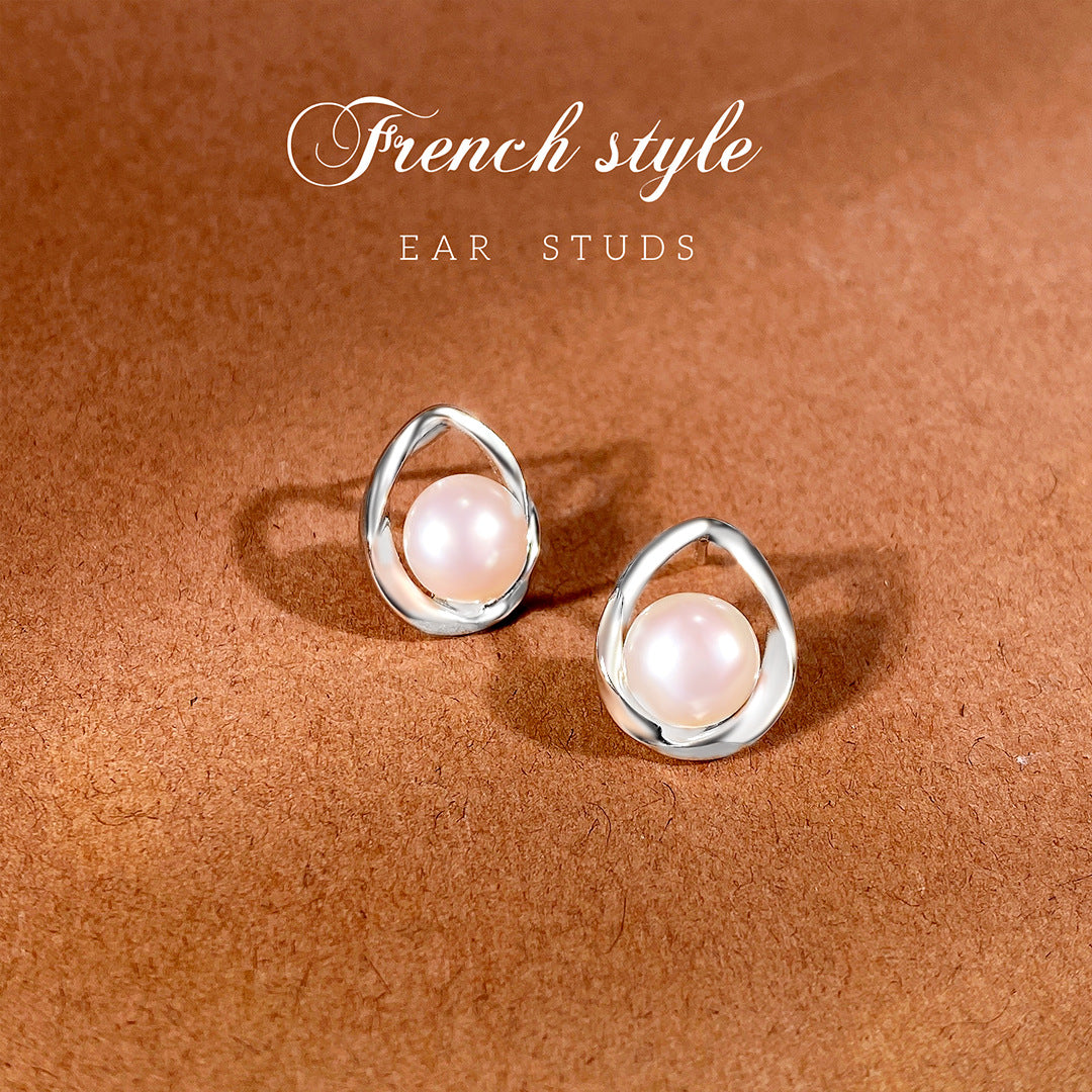 Minimalist Pearl 925 Sterling Silver Women's Earrings