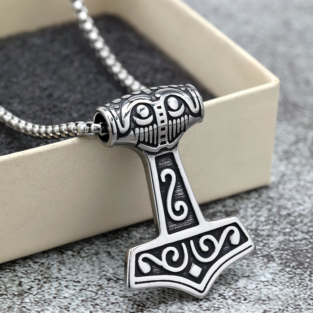 Viking Necklace For Men Nordic Stainless Steel Double Sided Pendant Planderful Norse Legacy
