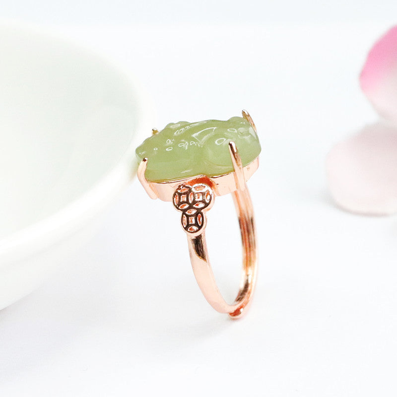 Hetian Jade Pixiu Coin Ring