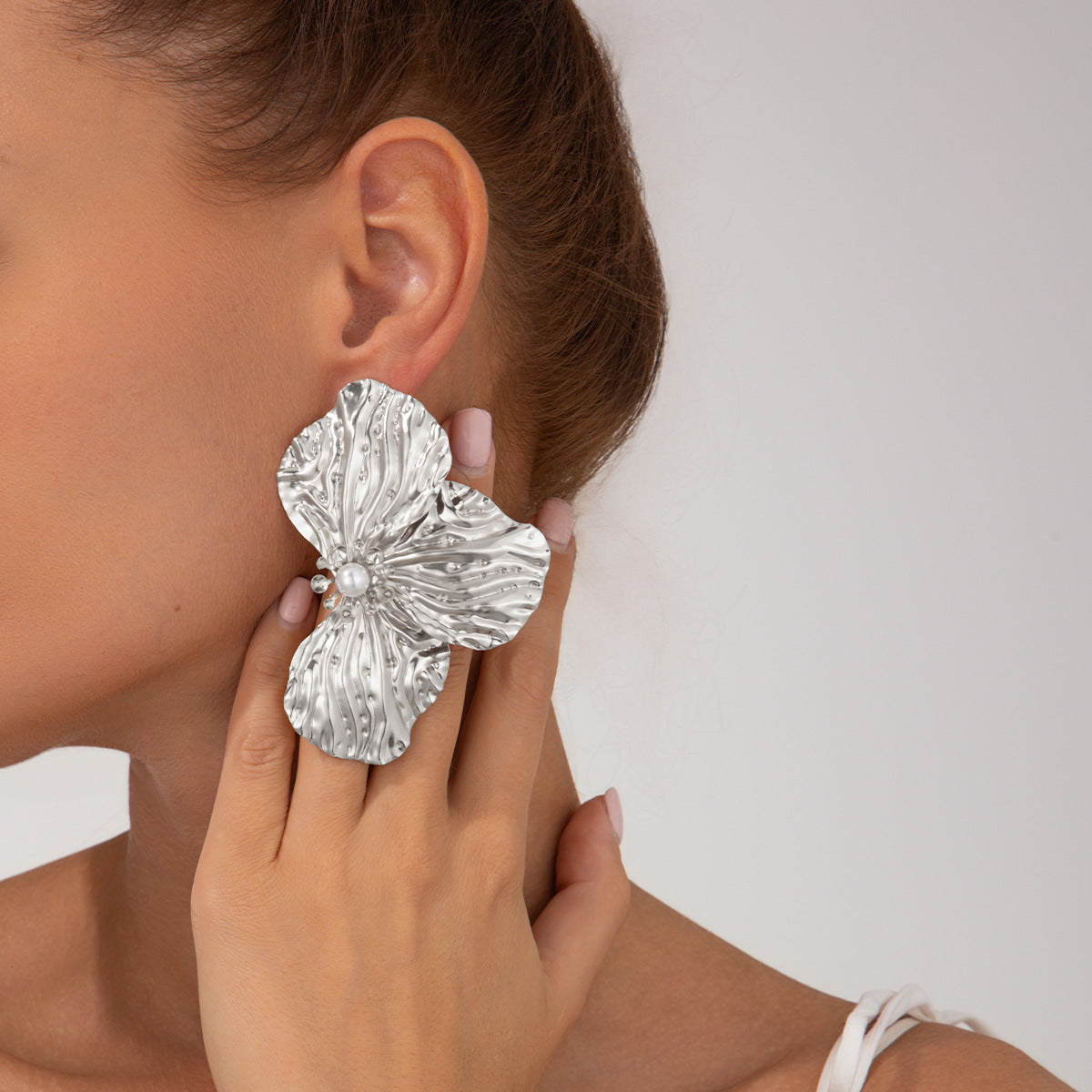 Planderful Vienna Verve Earrings – Elegant Three-Dimensional Metal Flower Design